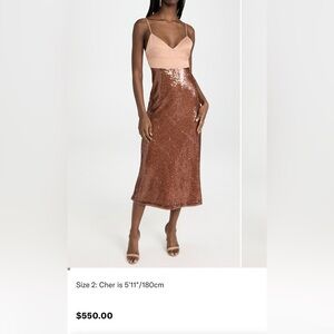 NWT A.L.C Gisele Elegant Sequin Dress in Nude and Bronze size 2